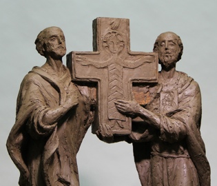 Detail kříže sousoší sv. Cyrila a Metoděje do Moutnice u Brna 